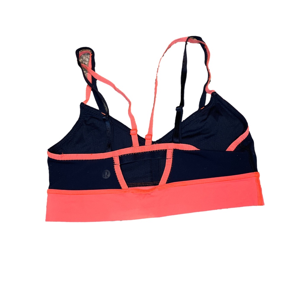Lululemon FLIP YOUR DOG BRA INKWELL Navy Blue Orange Fluorescent Yoga Run 8 - Picture 4 of 7